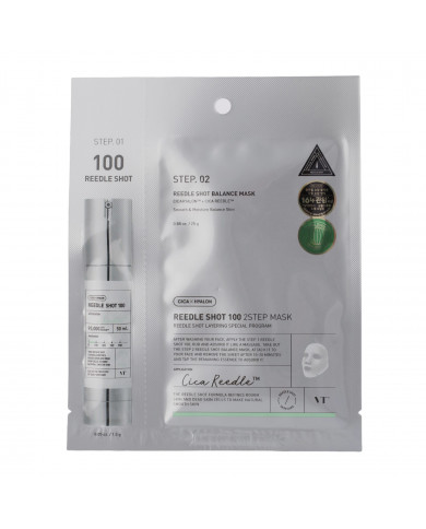 VT Cosmetics  Reedle Shot 100 2Step Mask  Zpevňující pleťová maska v plátýnku  1,5g+25g VT Cosmetics  Reedle Shot 100 2Step Mask  Zpevňující pleťová maska v plátýnku  1,5g+25g
